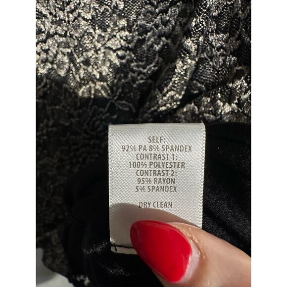 Bailey 44 Dress Small Black Mini Lace Metallic Party Holiday Whimsigoth Event - Picture 6 of 8